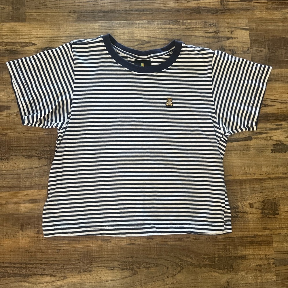 Teddy Fresh White and Blue Crop Top